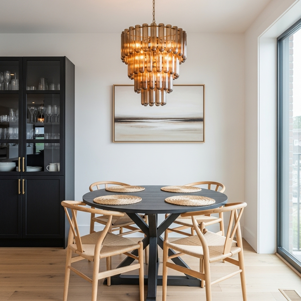 European style cascading amber chandelier