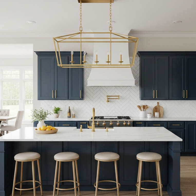 Modern style all-copper line chandelier