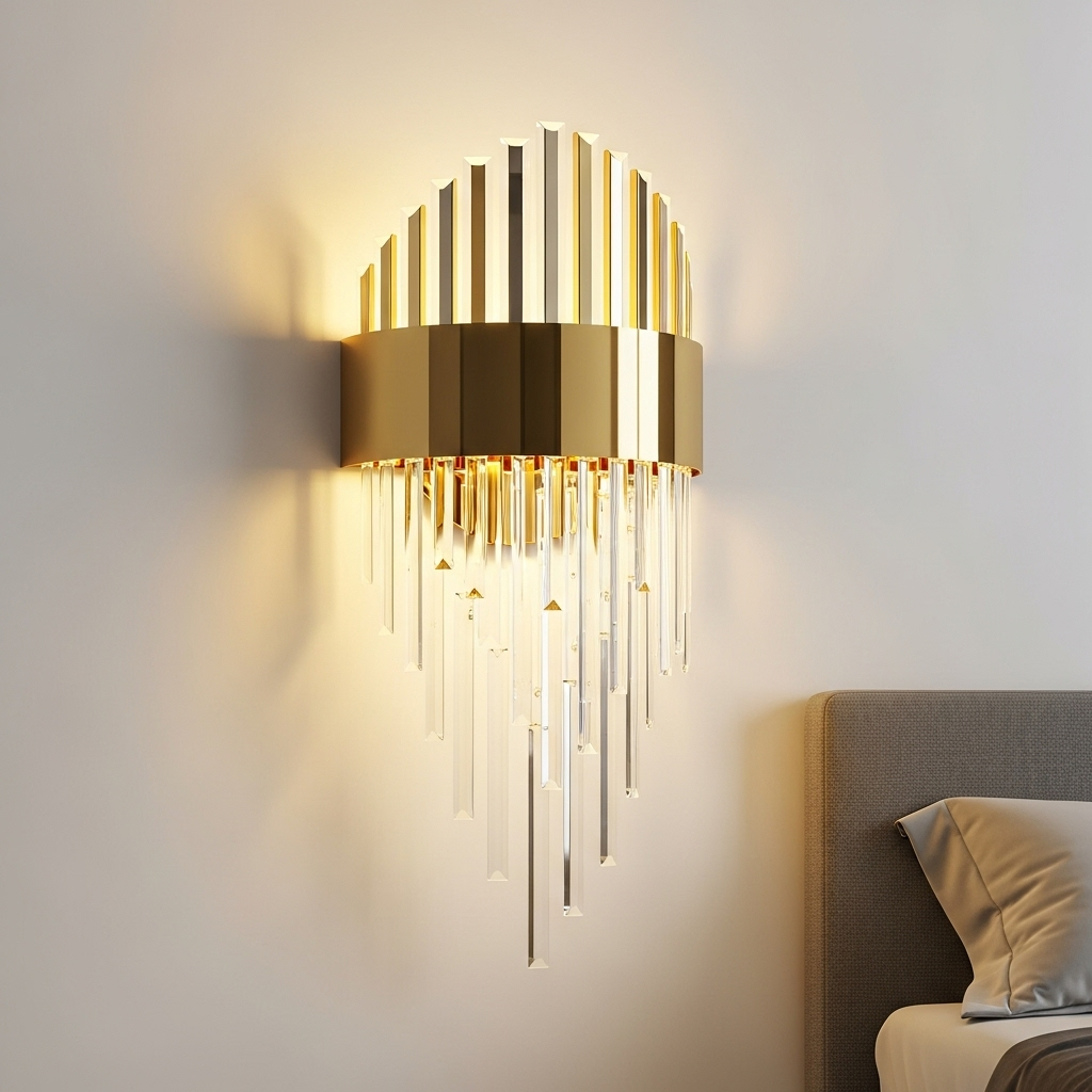 All-copper mirror crystal wall lamp