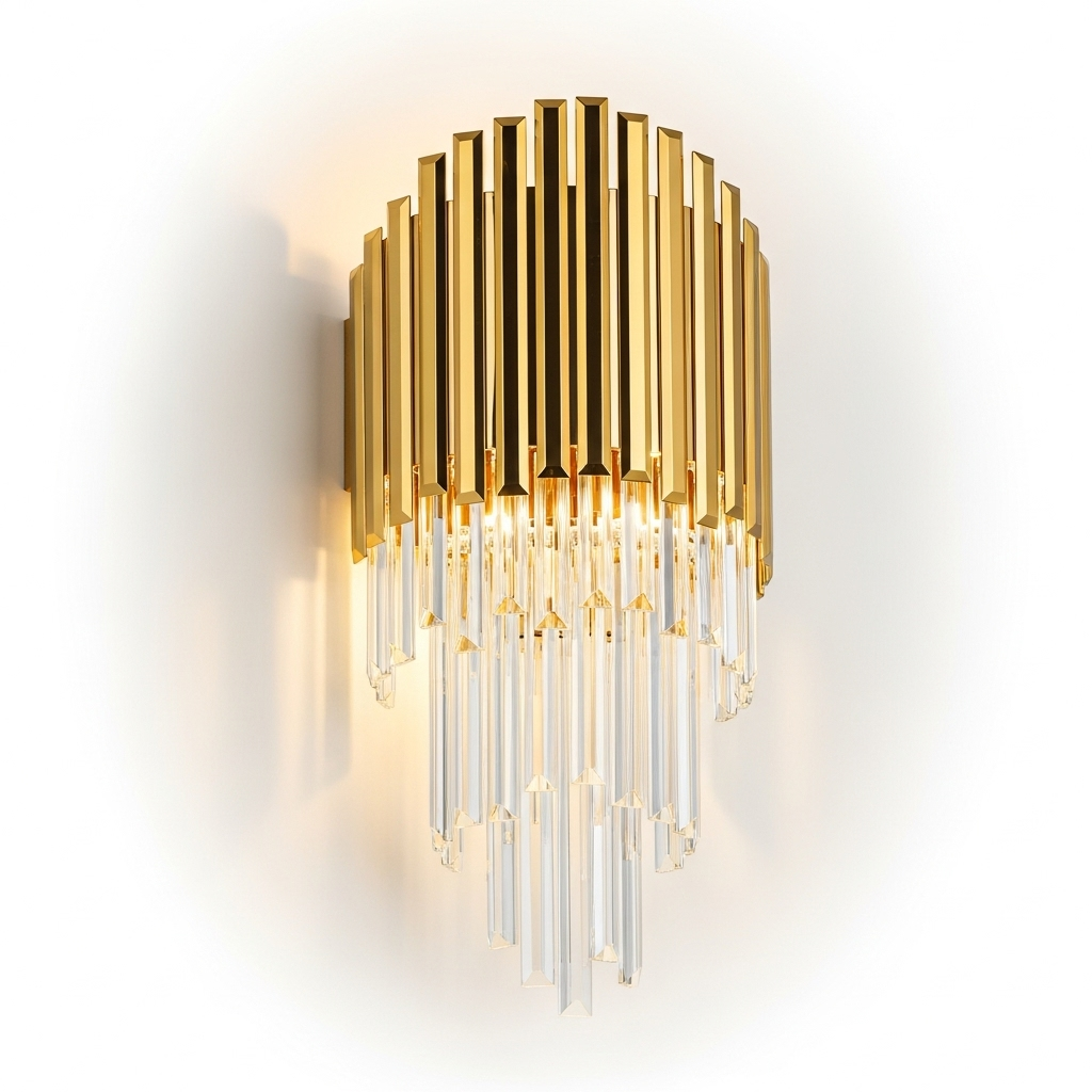 All-copper mirror crystal wall lamp