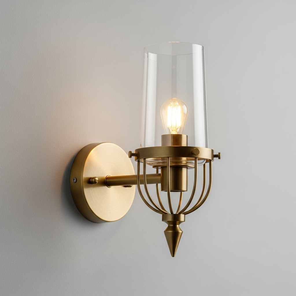 Vintage all-copper bird cage crystal wall lamp