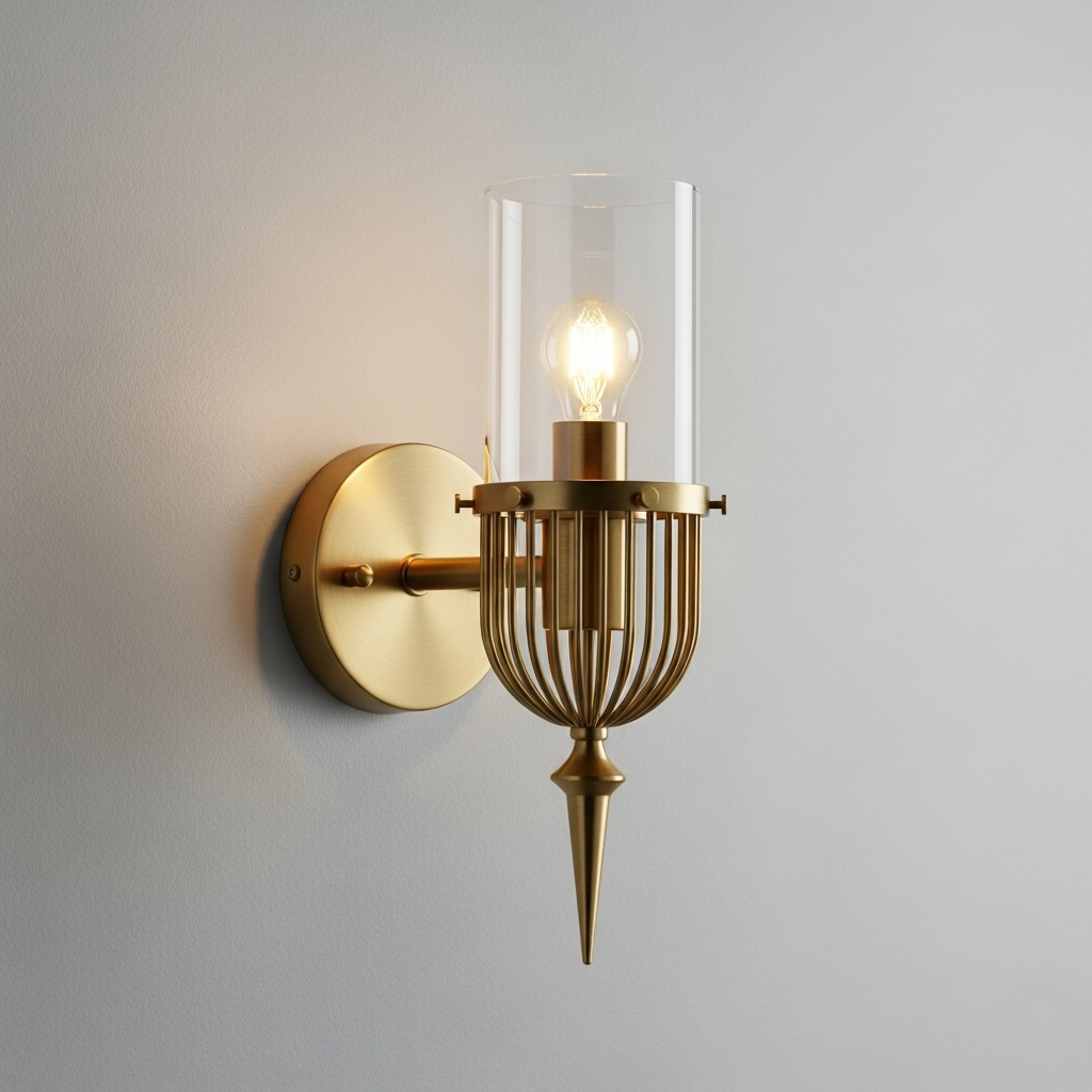 Vintage all-copper bird cage crystal wall lamp
